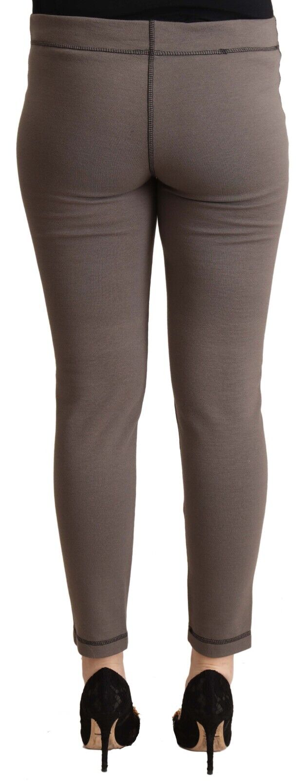 John Galliano Gray Cotton Mid Waist Stretch Leggings Cropped Pants - Fizigo