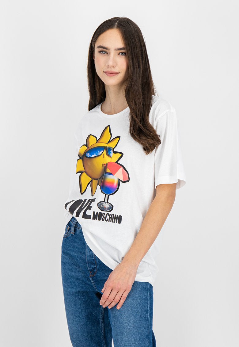 Love Moschino White Cotton Tops & T-Shirt - Fizigo