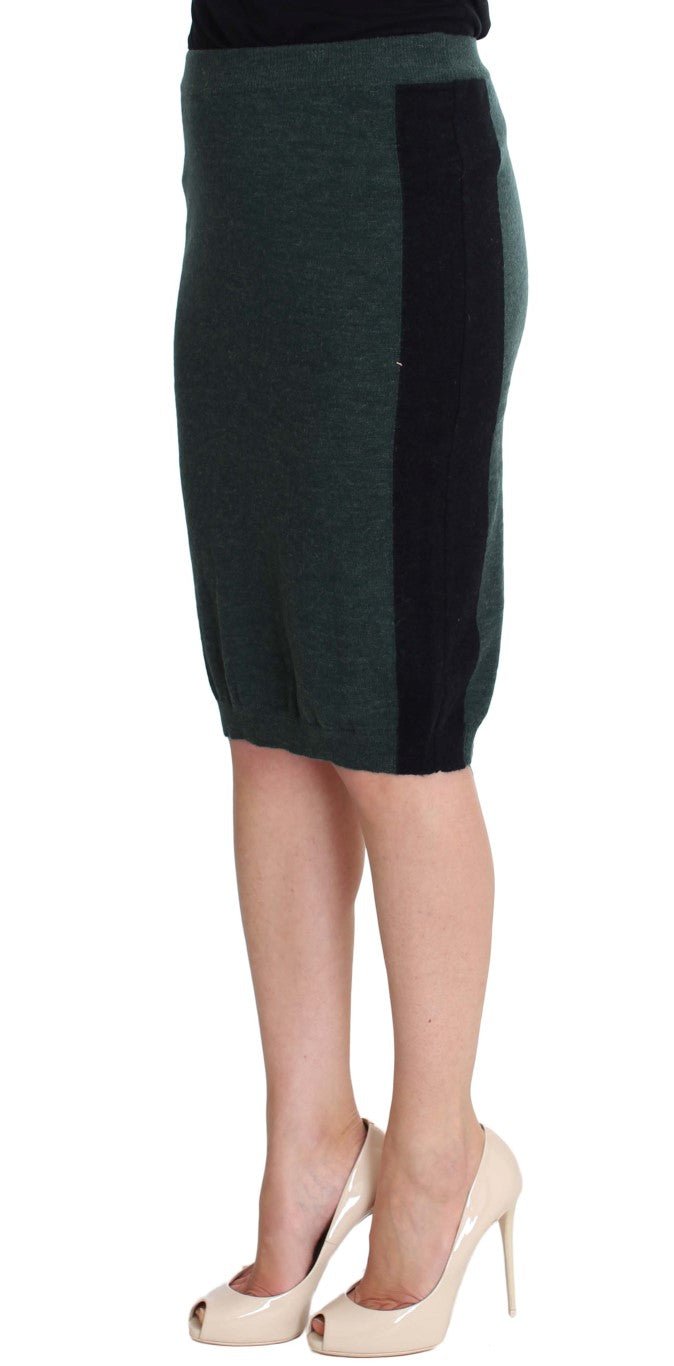 MILA SCHÖN Green Wool Blend Pencil Skirt - Fizigo