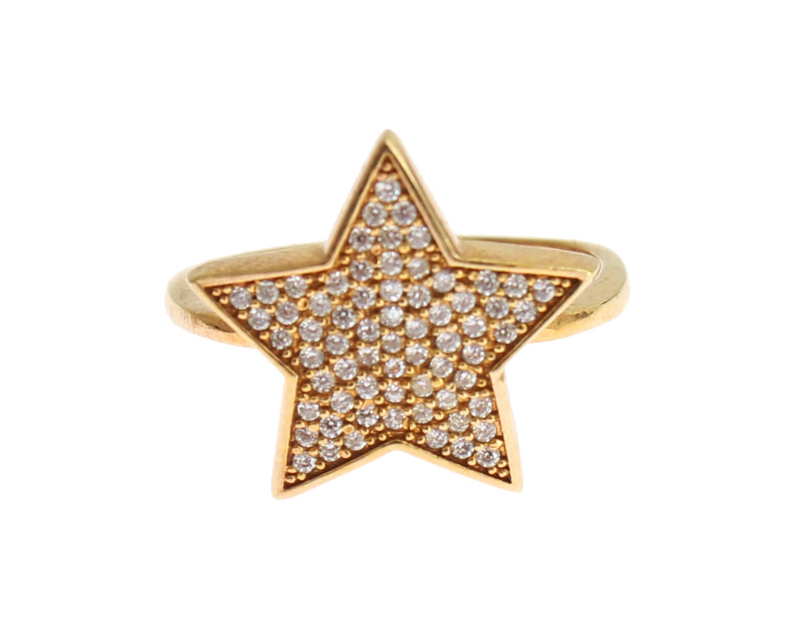 Nialaya Star Gold 925 Silver Womens Clear Ring - Fizigo