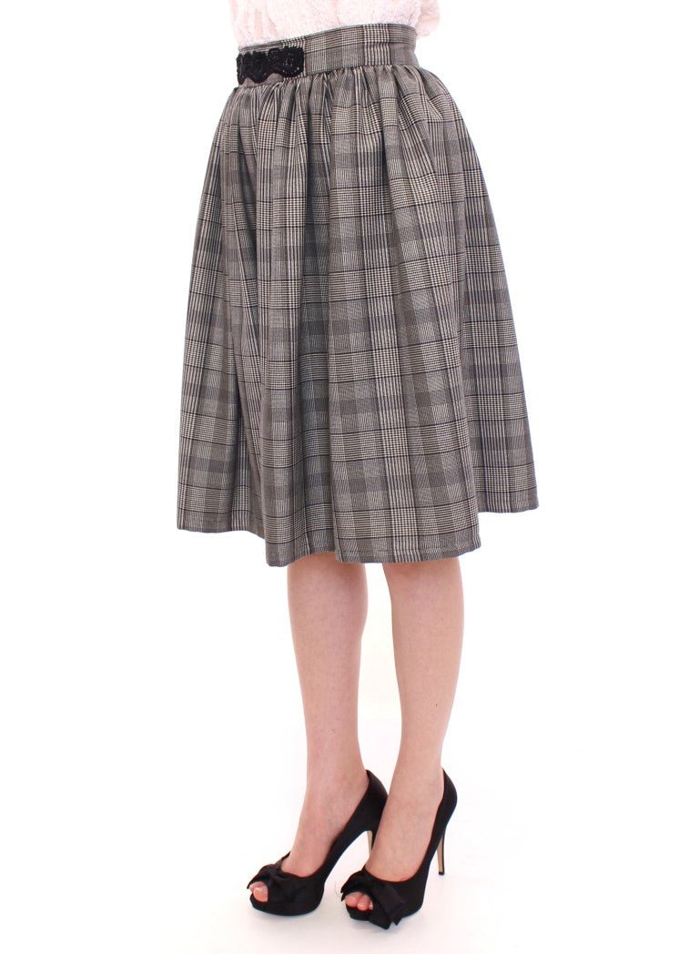 NOEMI ALEMÁN Gray Checkered Wool Shorts Skirt - Fizigo