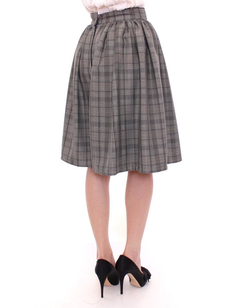 NOEMI ALEMÁN Gray Checkered Wool Shorts Skirt - Fizigo