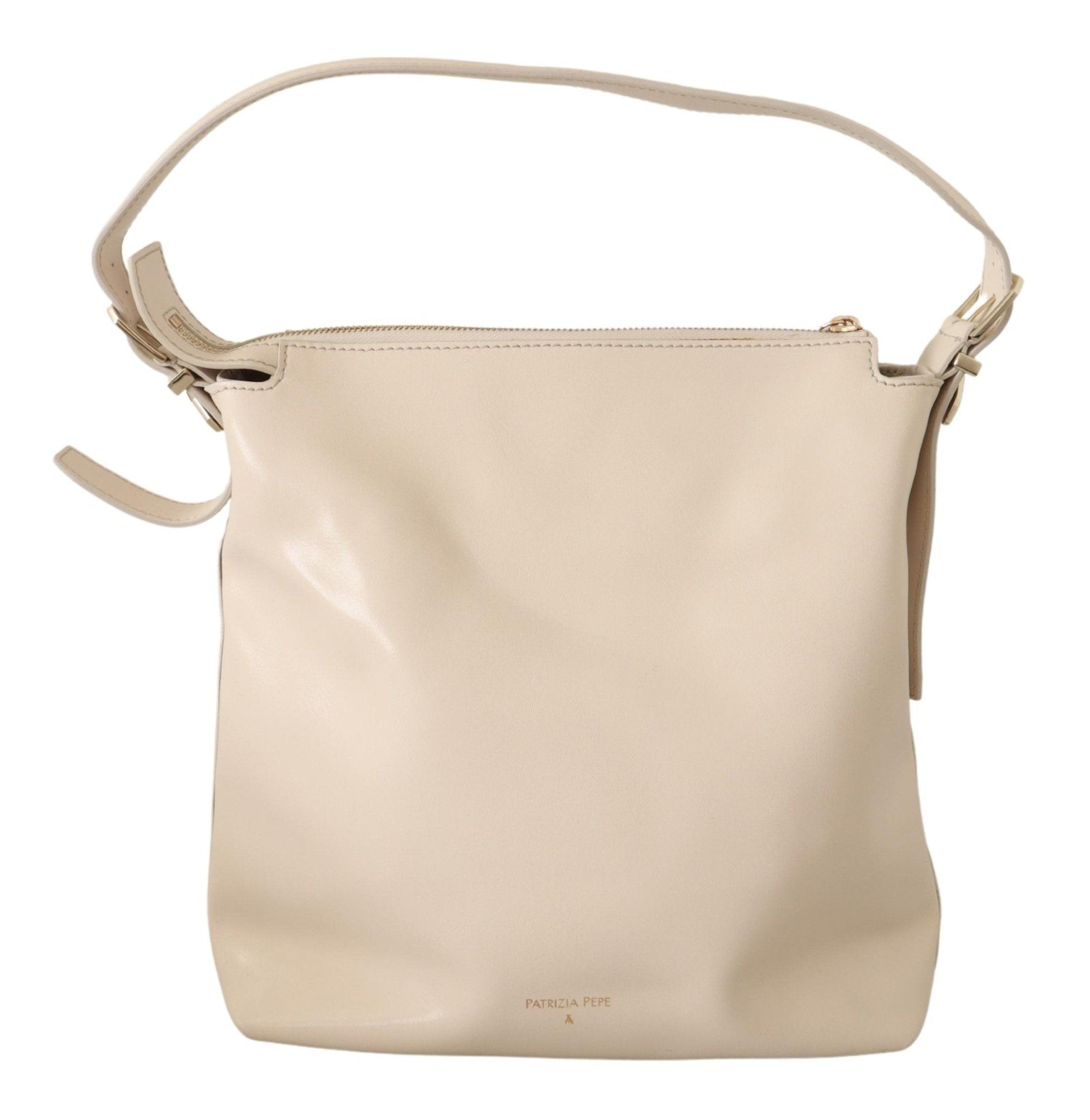 Patrizia Pepe Off White Leather Shoulder Strap Women Handbag - Fizigo