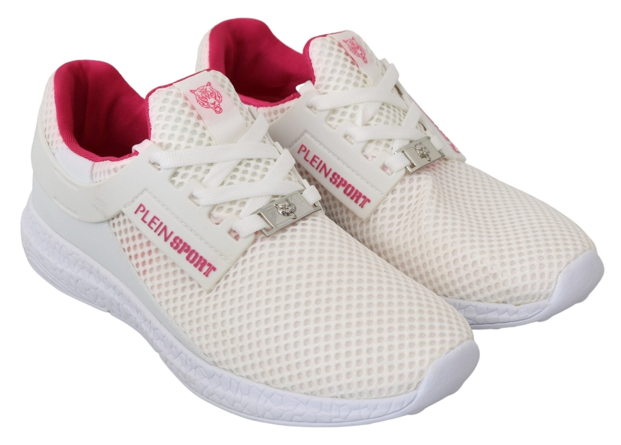 Philipp Plein White Pink Polyester Becky Sneakers Shoes - Fizigo