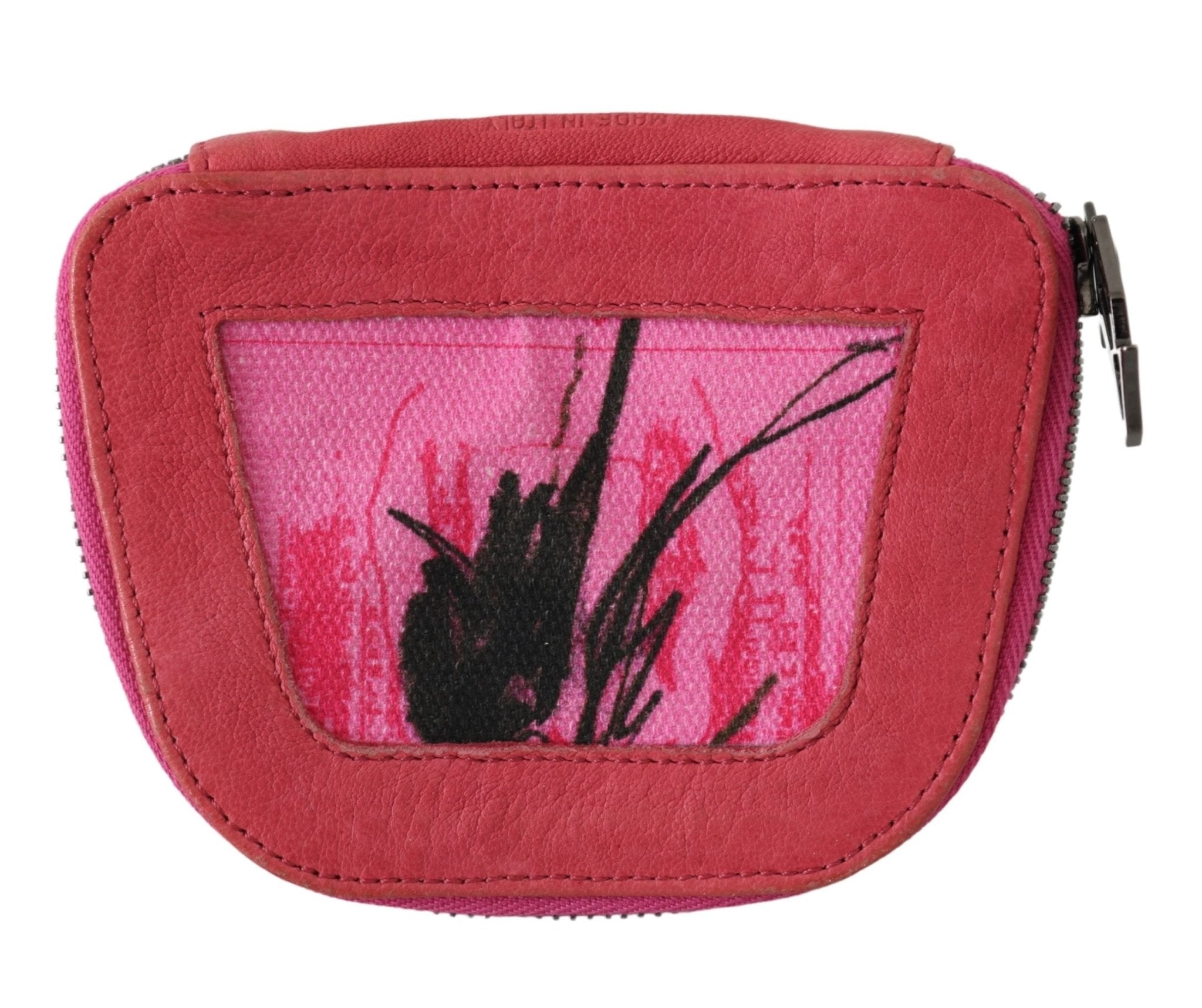 PINKO Pink Suede Printed Coin Holder Women Fabric Zippered Purse - Fizigo