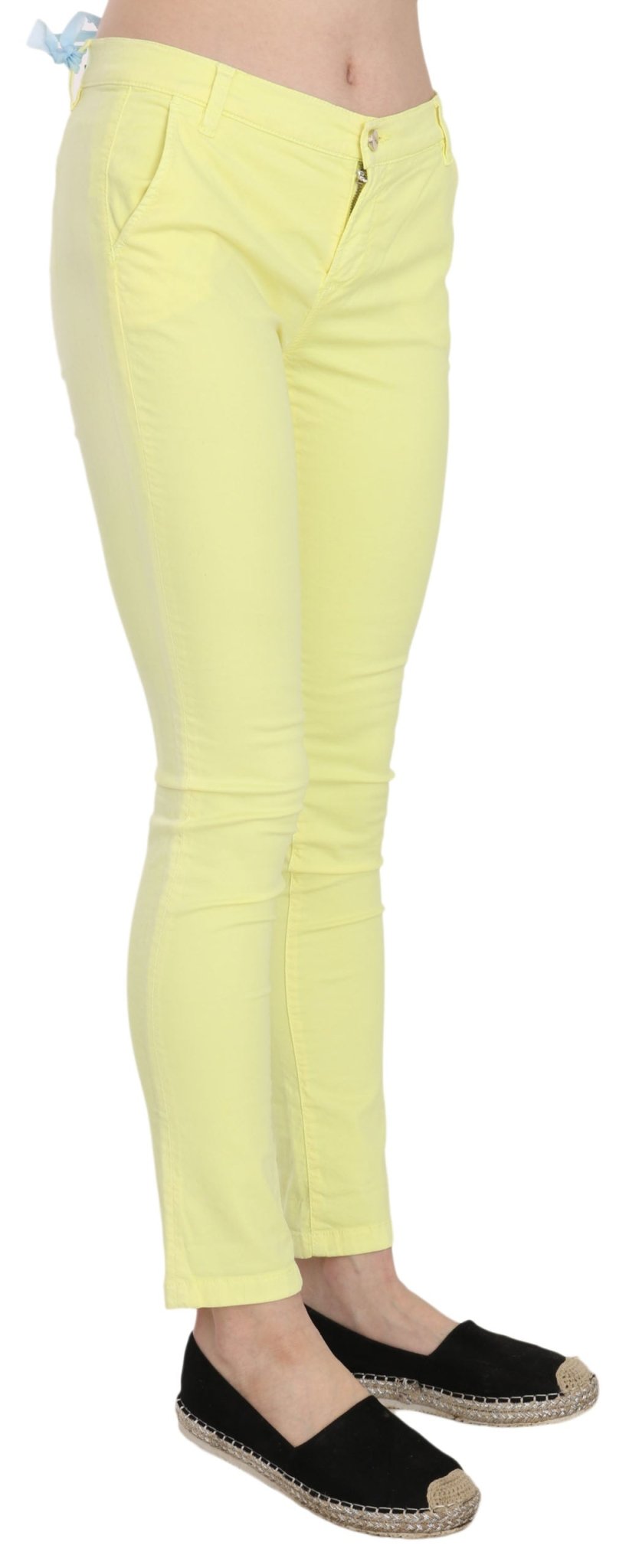 PINKO Yellow Cotton Stretch Low Waist Skinny Casual Trouser Pants - Fizigo