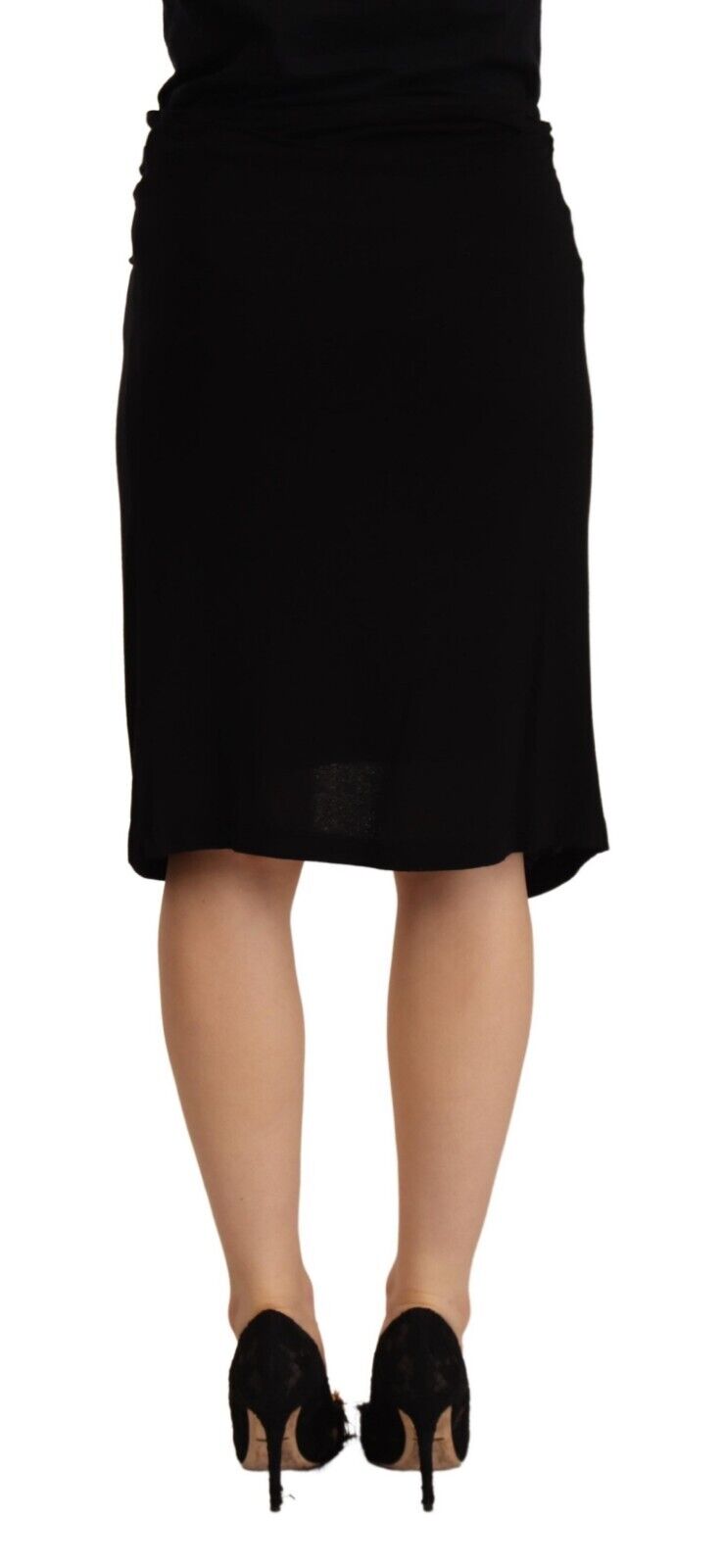 PLEIN SUD Black High Waist Pencil Knee Length Viscose Skirt - Fizigo