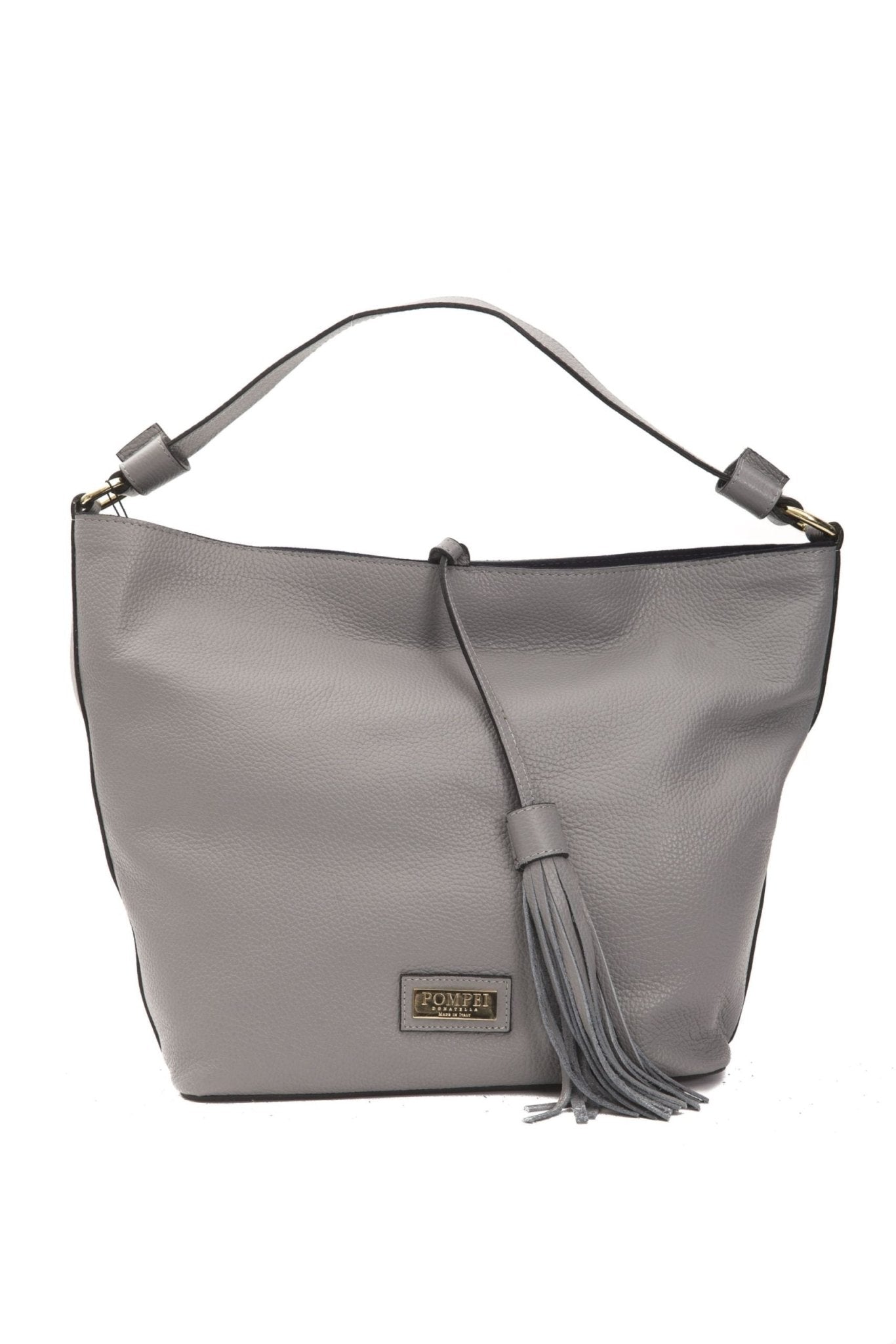 Pompei Donatella Gray Leather Shoulder Bag - Fizigo