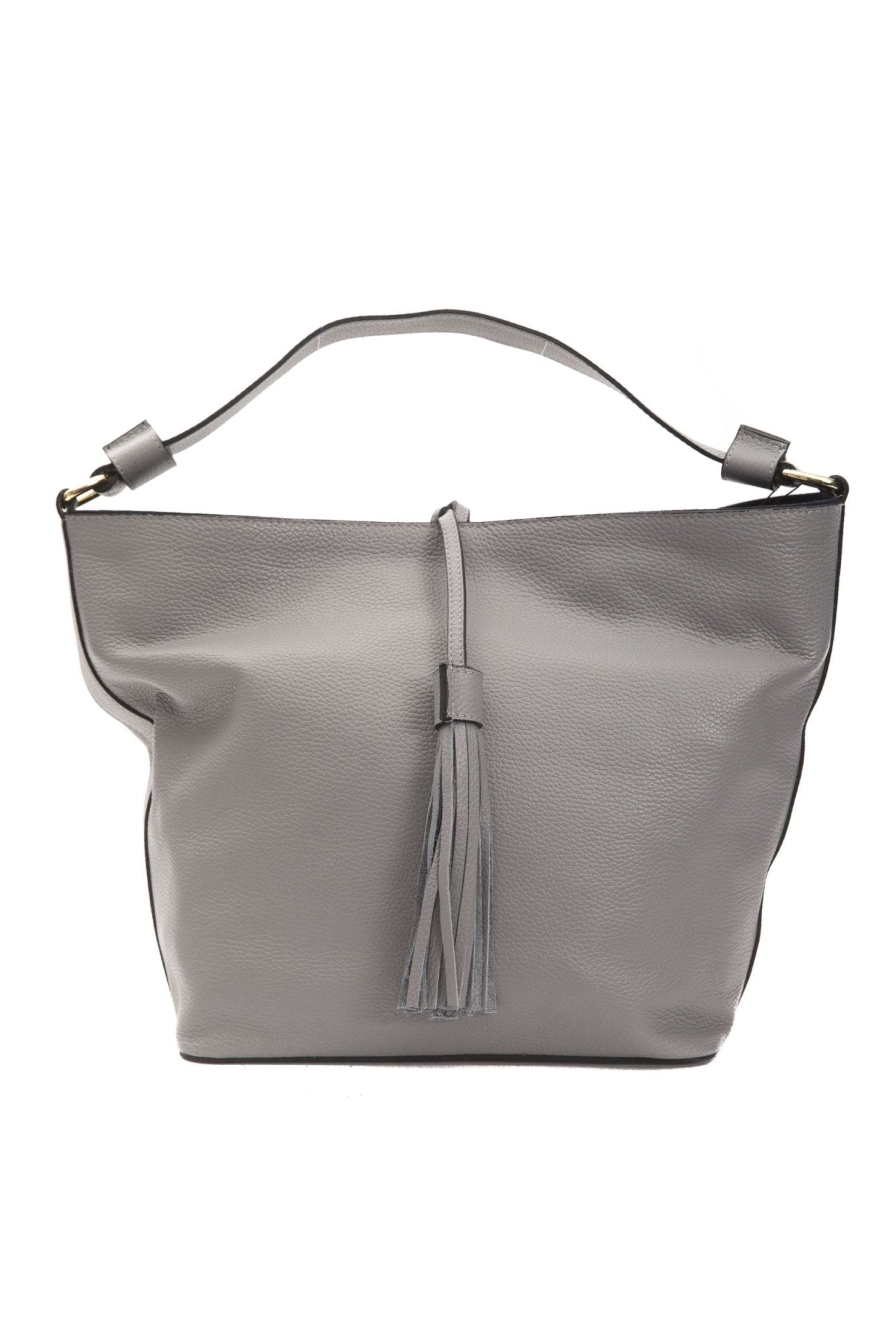 Pompei Donatella Gray Leather Shoulder Bag - Fizigo