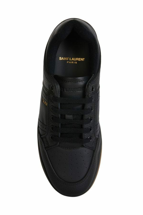 Saint Laurent Black Calf Leather Low Top Sneakers - Fizigo