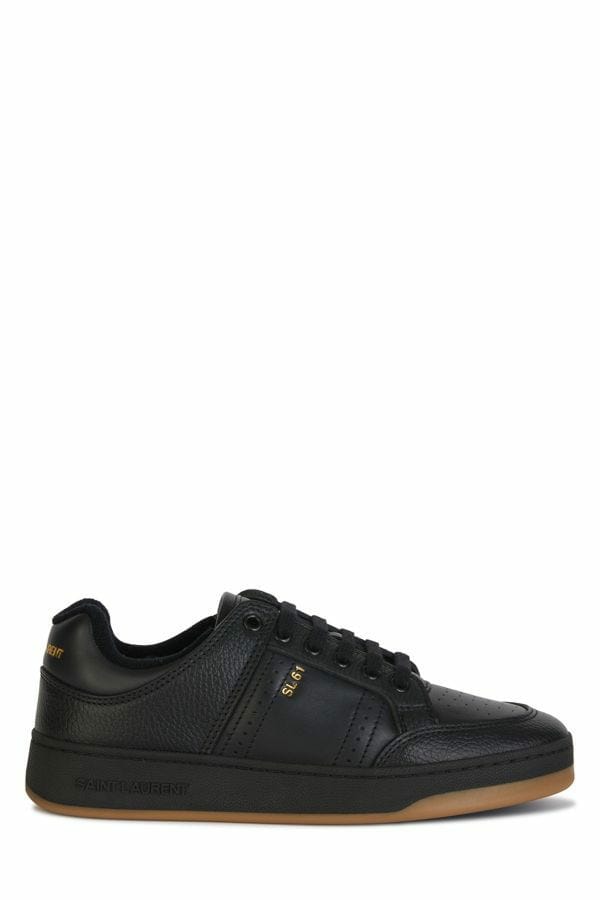 Saint Laurent Black Calf Leather Low Top Sneakers - Fizigo