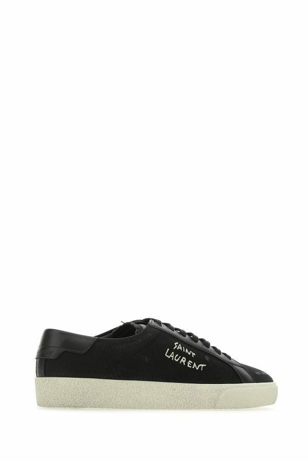 Saint Laurent Black Canvas & Leather Low Top Sneakers - Fizigo