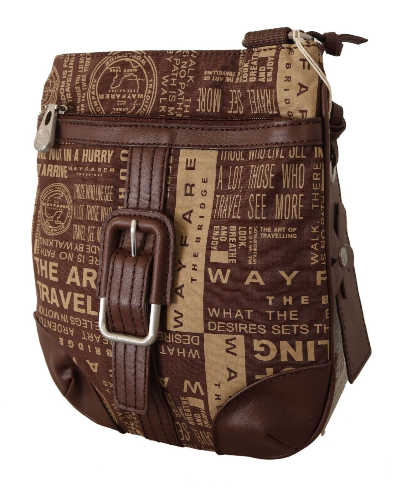 WAYFARER Brown Printed Logo Shoulder Crossbody Purse Bag - Fizigo